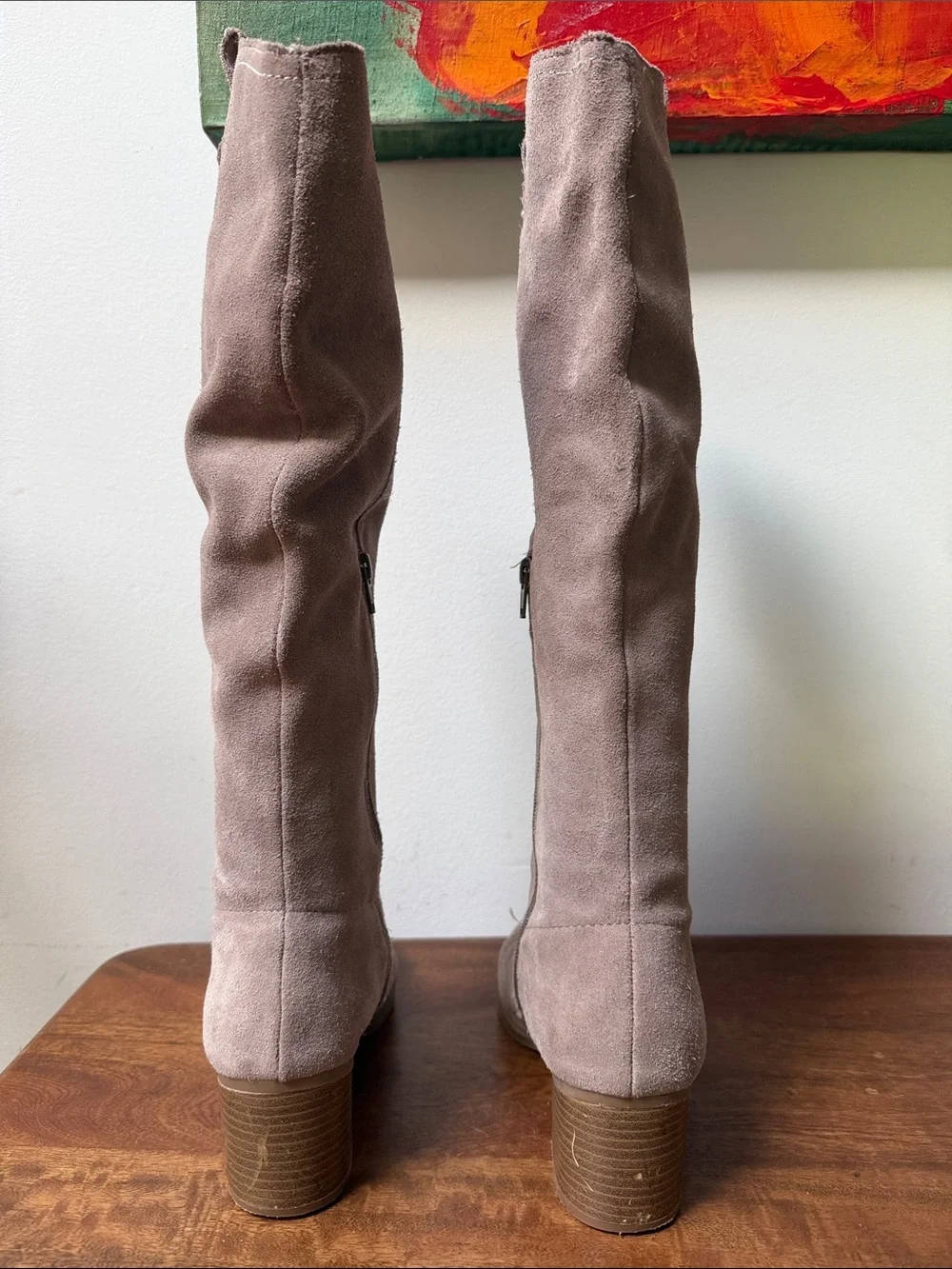 White Mountain Over-the-Knee Suede Boots in Taupe Suede